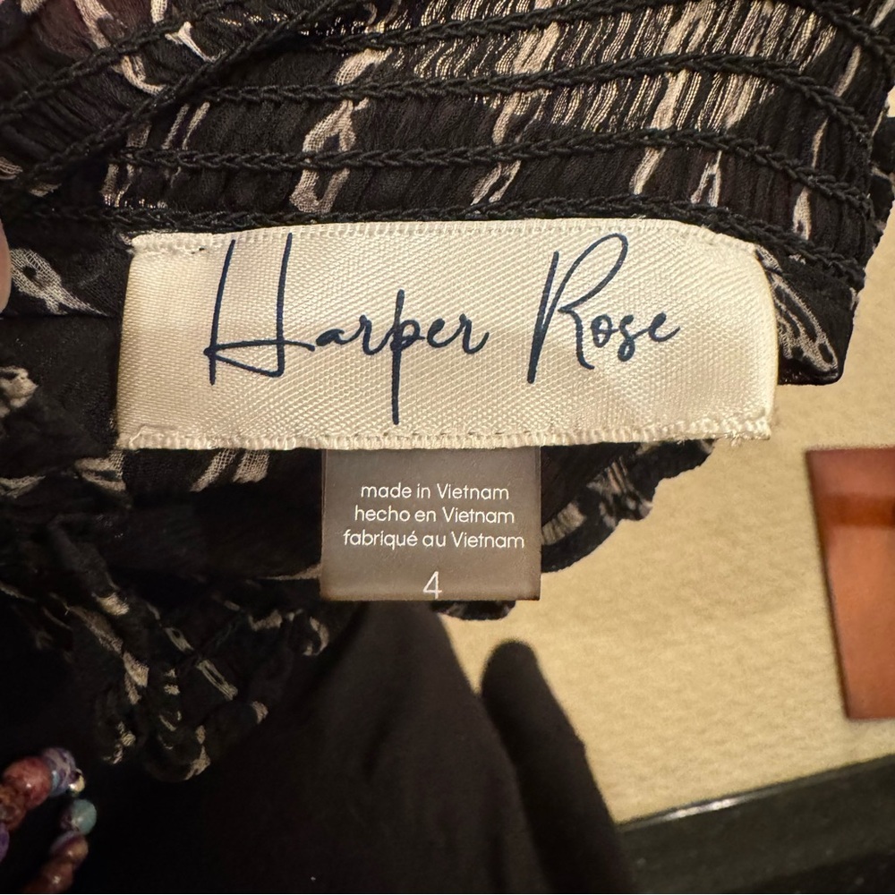 Harper Rose Black Metallic Sheer Long Sleeve Dress Women’s 4 - Picture 8 of 12